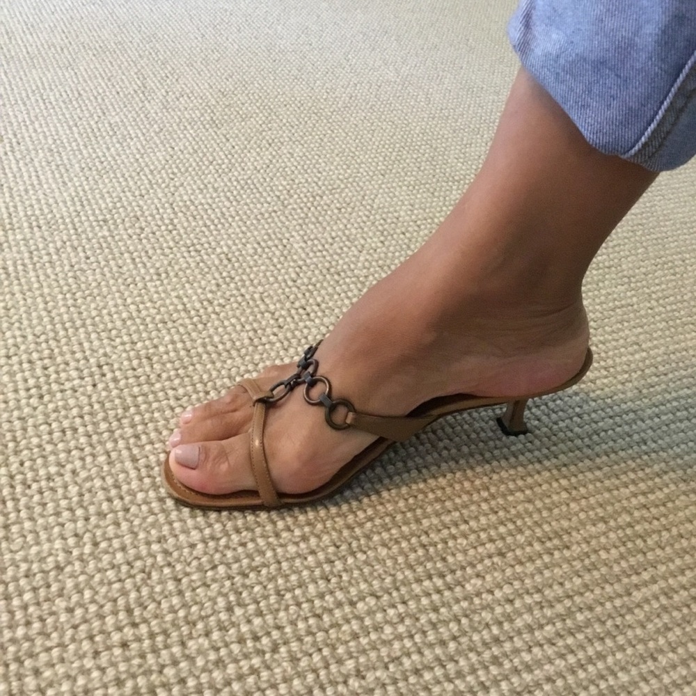 Brown leather sandals with chains MANOLO BLAHNIK